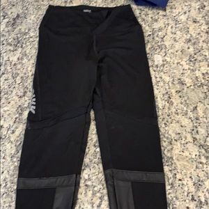 Black leggings with mesh and leather